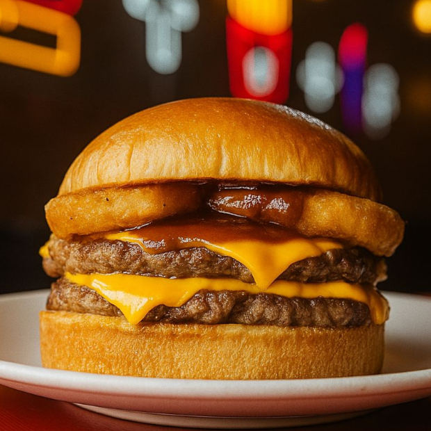 Pão Brioche (50g) , Queijo Cheddar, ** 2 de Carnes Smash (80g) **, Molho Cheddar , Cebola Refogada.