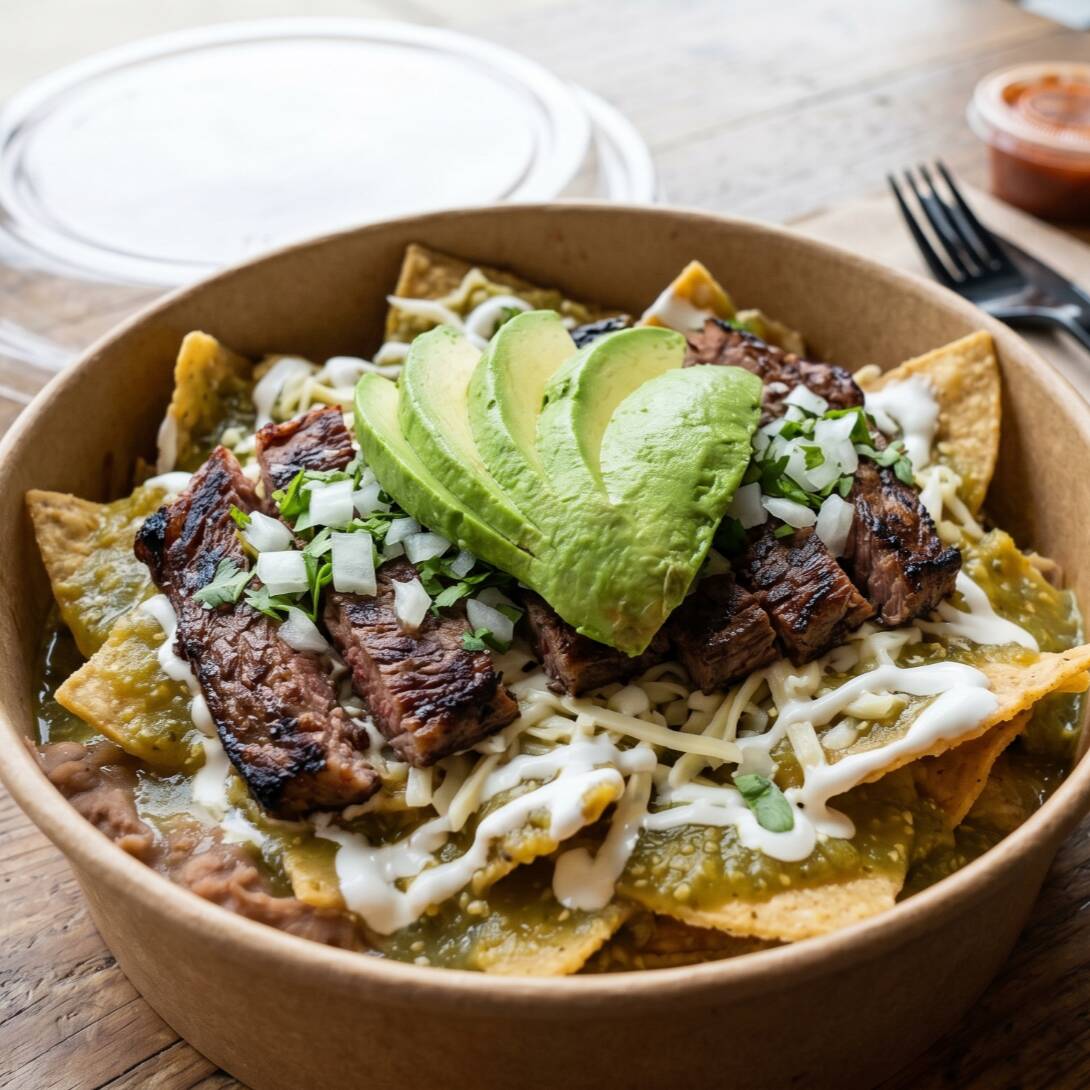 Chilaquiles Verdes con Arrachera