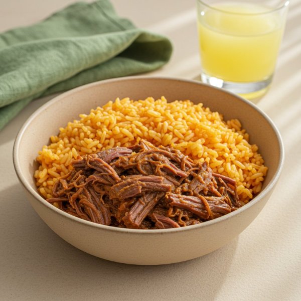 Res Desmechada + Arroz + Bebida