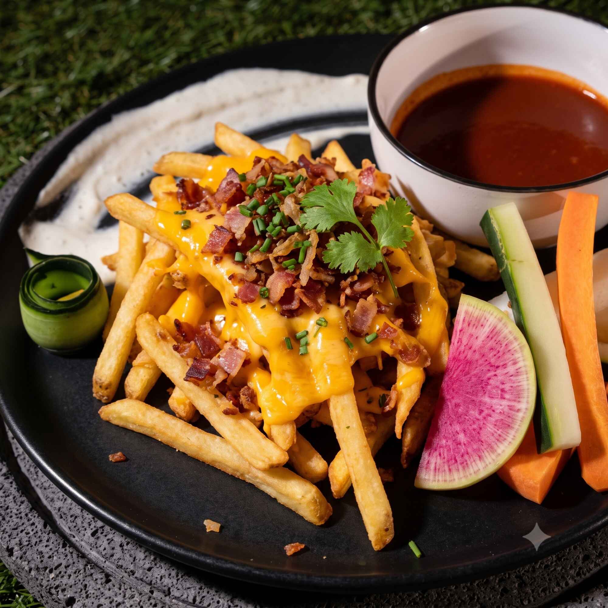 Papas A La Francesa Con Queso Y Tocino