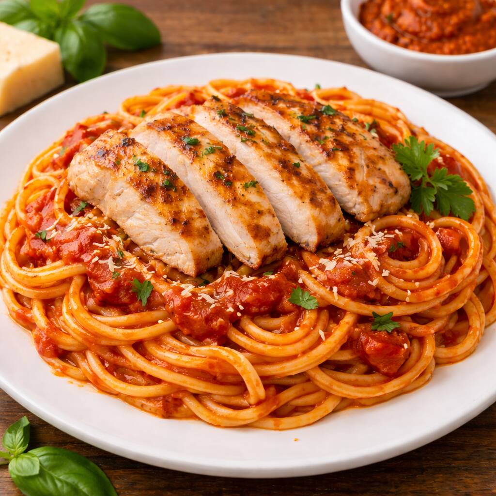 Tallarín Salsa Roja con Filete