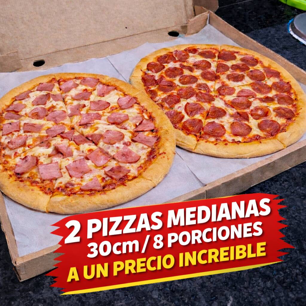 Pizza Mediana Jamon y Pizza Mediana Peperoni