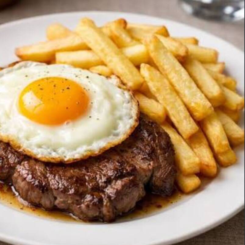deliciosa marmita marmite marmitex de bife generoso com fritas crocante , arroz , feijao fresco e farofa secreta da casa