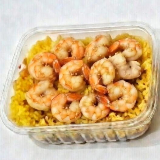 FEIJÃO MACASSAR, ARROZ e CAMARÃO porção serve 1 pessoa peso entre 450 a 500 g