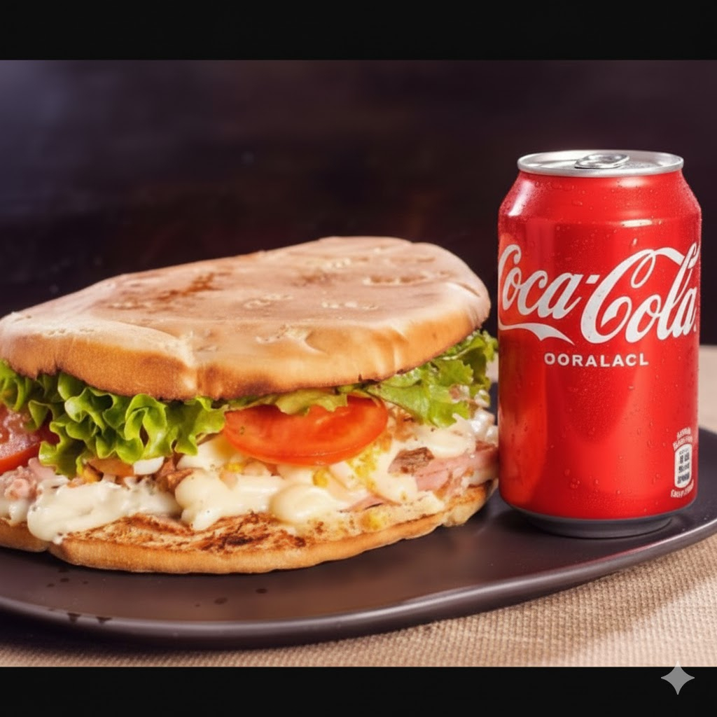 Presunto, mussarela, maionese, alface e tomate.