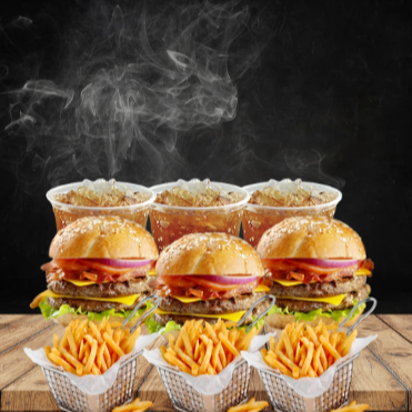 3 Hamburguesas Dobles + Papas + Mr Tea,