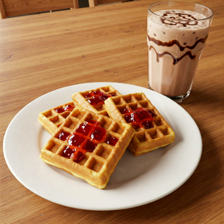 Waffles con Bebida