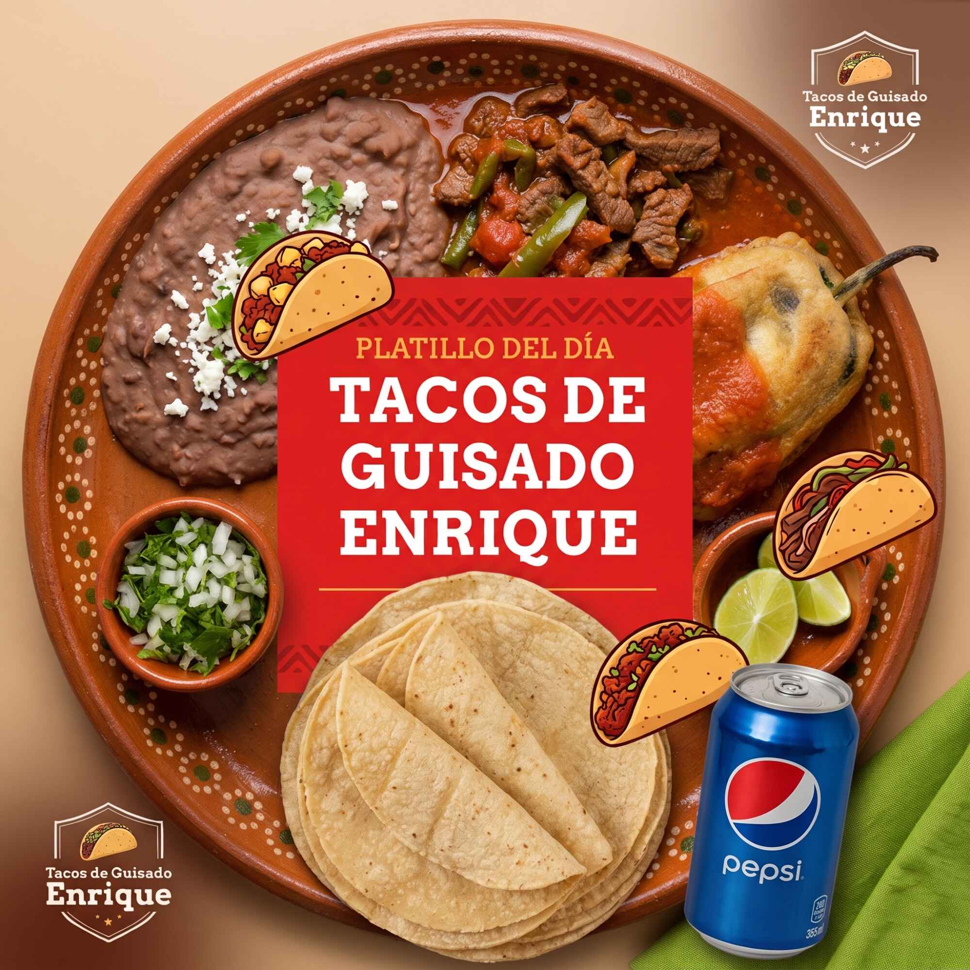 Combinación Chile Relleno + Guiso + Bebida