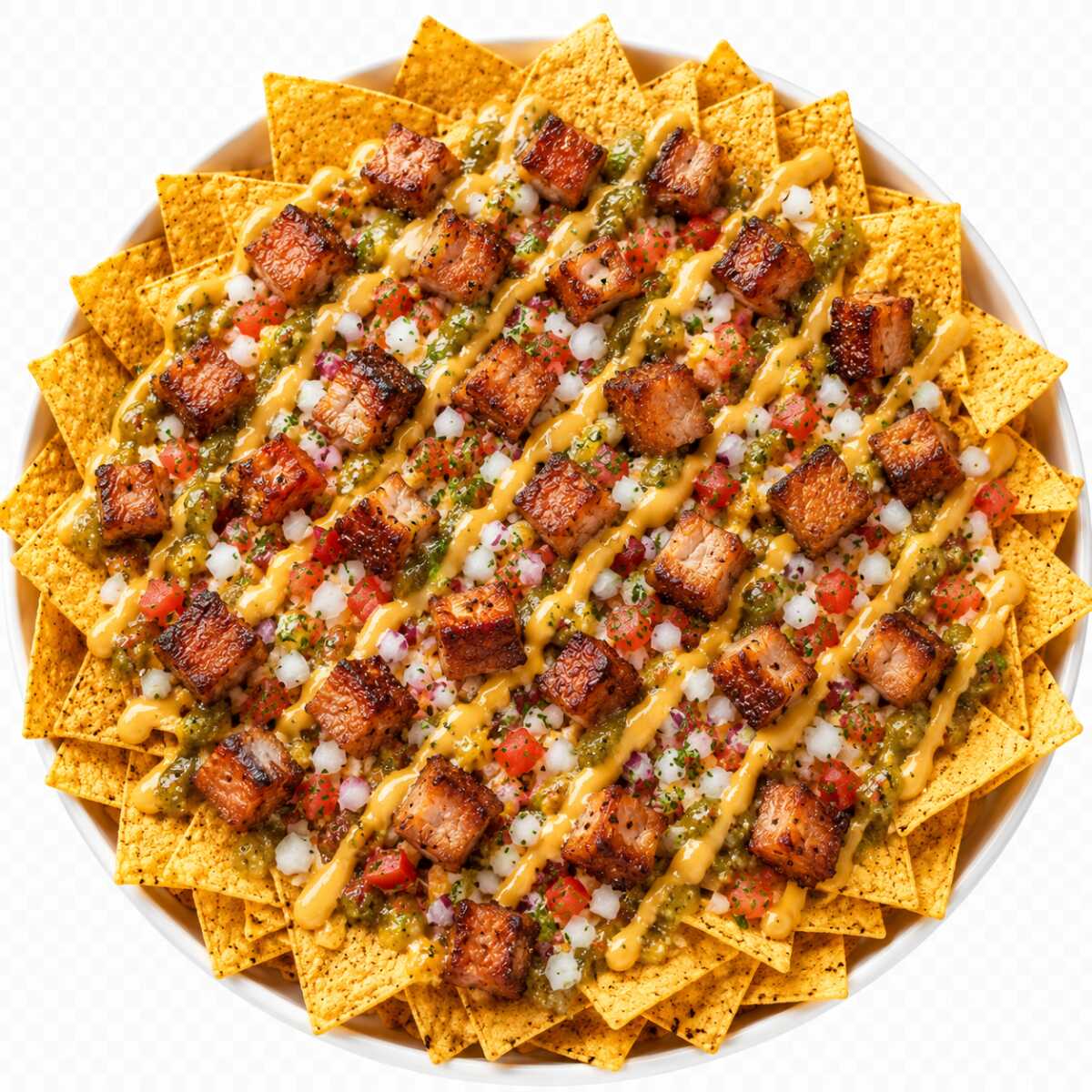 NACHOS DE MAIZ DE COSTILLAS DE CERDO AHUMADA