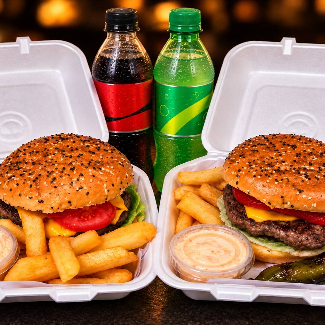 2 PA 2 COMBO HAMBURGUESAS + PAPAS + REFRESCOS