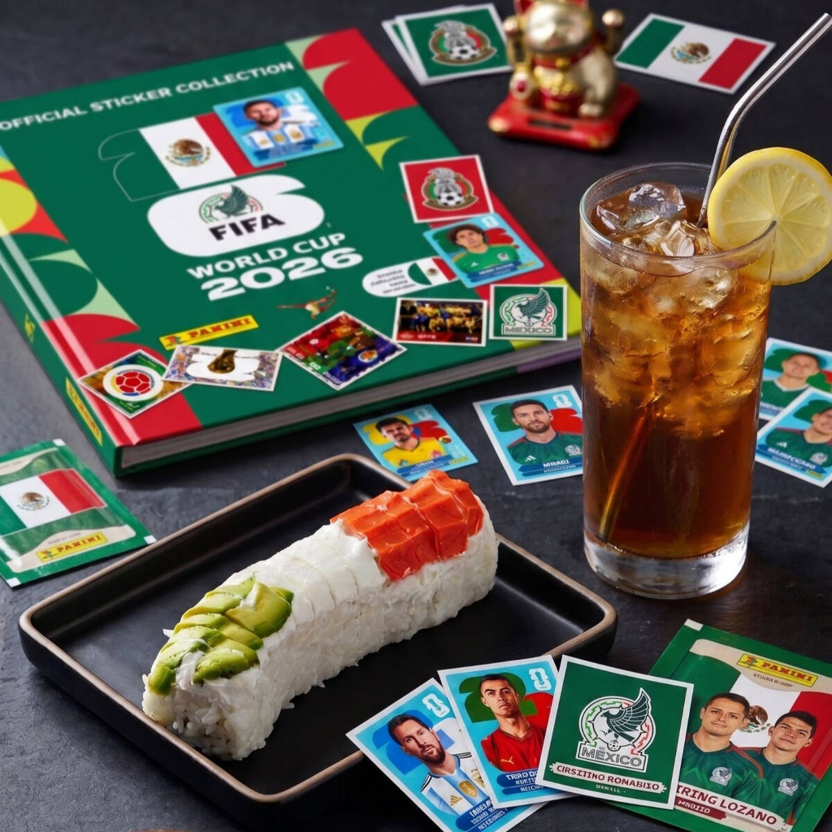 Mexicanito Roll + Té Helado + Estampas Mundial