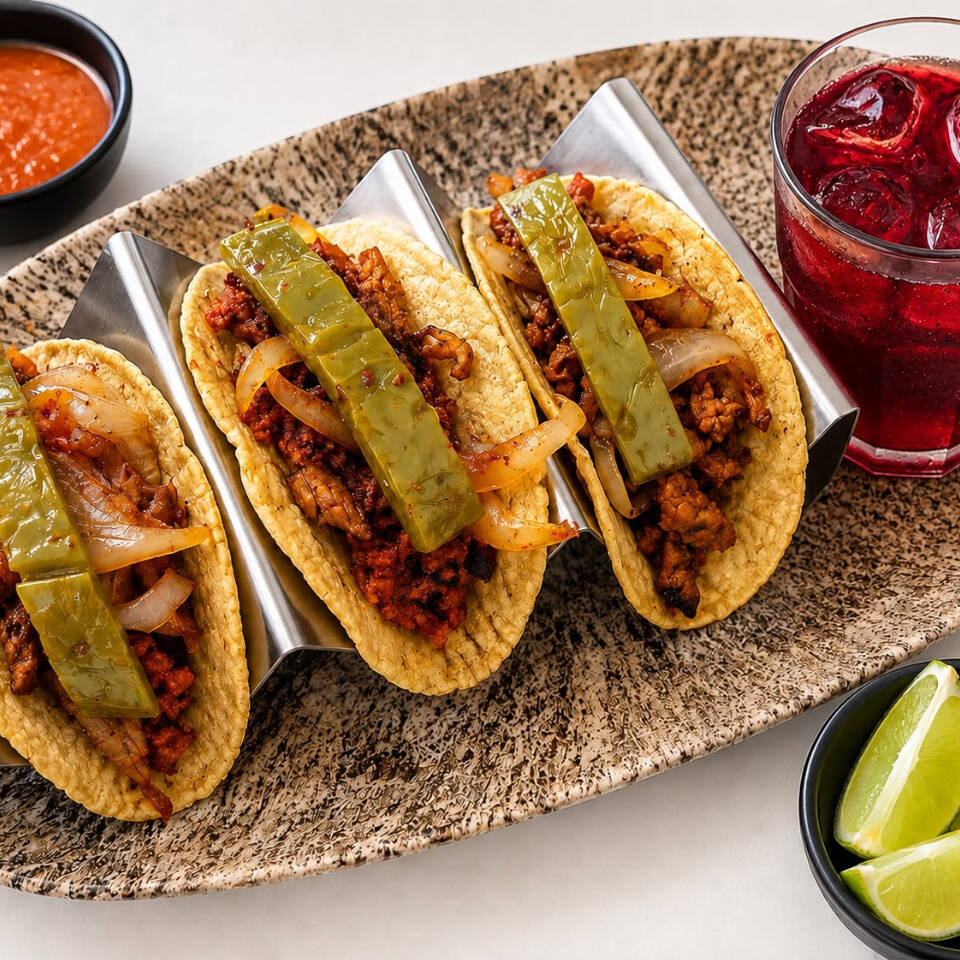 3 Tacos mas Agua de Sabor