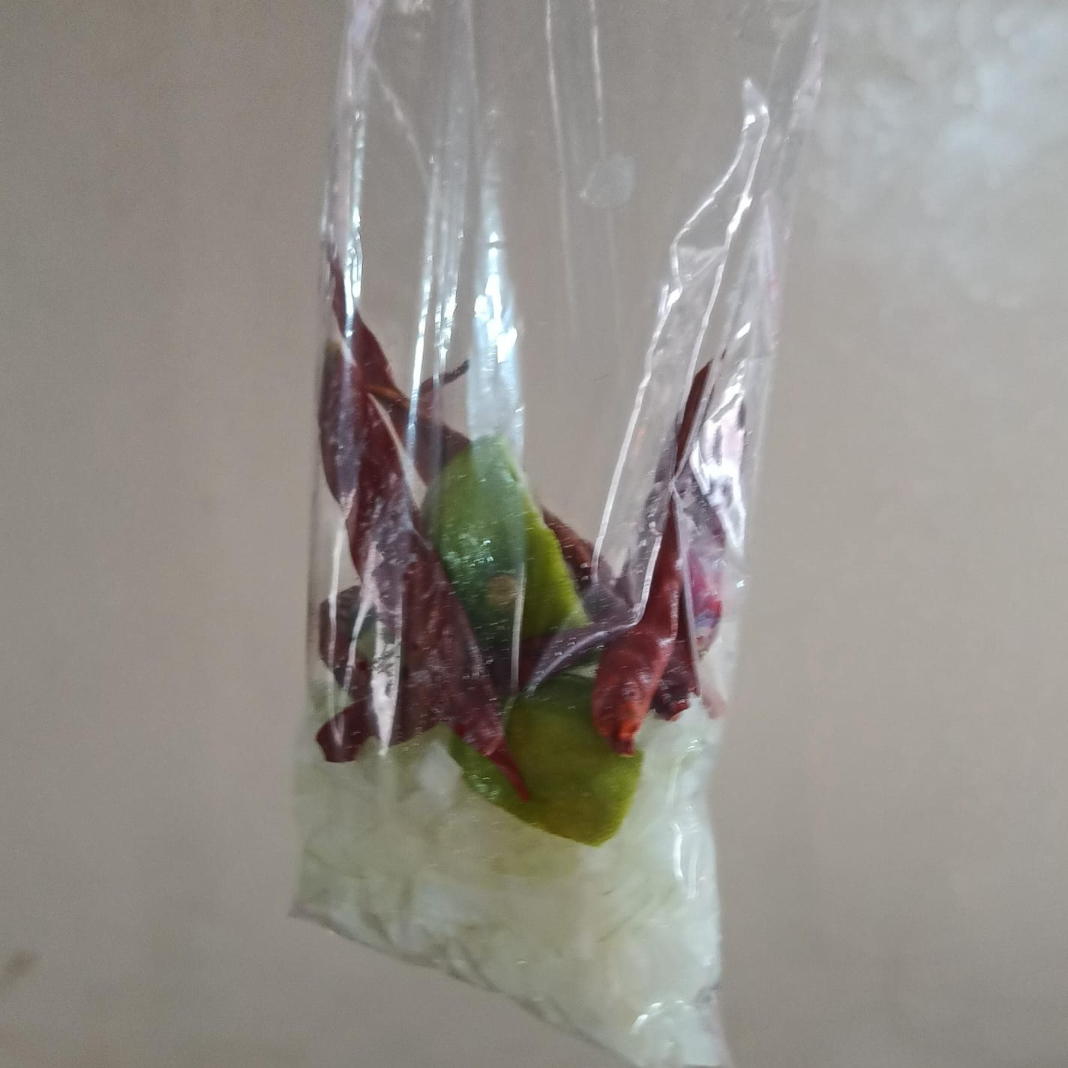 bolsa de cebolla, chile y limon