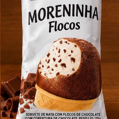 Sorvete cremoso de nata com deliciosos flocos de chocolate e cobertura de chocolate. Clássico que conquista todo mundo!