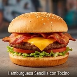 Hamburguesa Sencilla con Tocino
