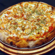 Queijo Mussarela, Camarão, Requeijão, Azeitona e Orégano