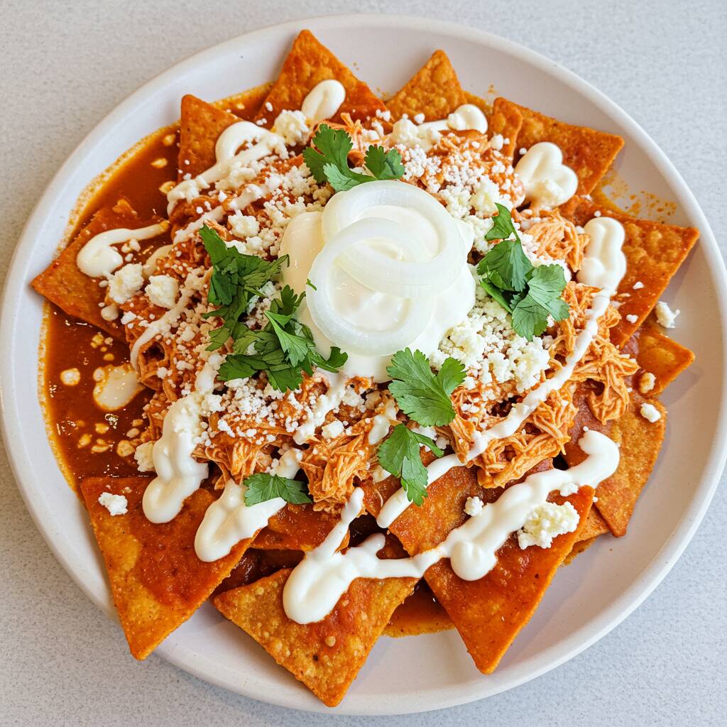 Chilaquiles Rojos con Pollo