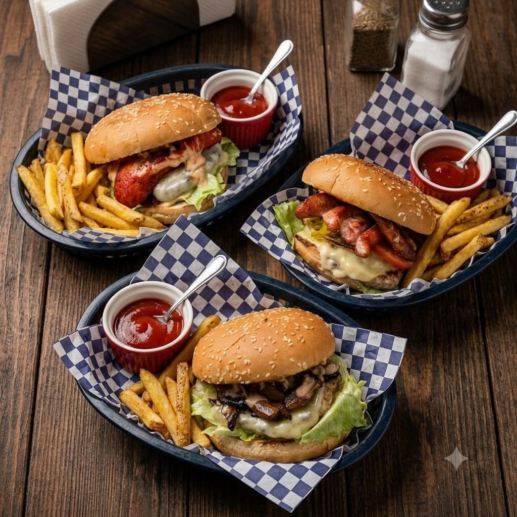 Hamburguesa con Champiñon Asado