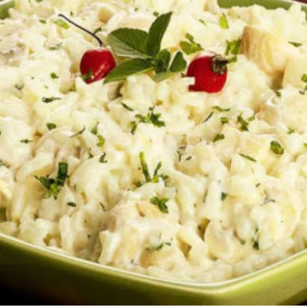 Uma porção do nosso delicioso arroz a piamontese.