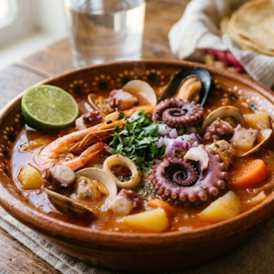 Sopa de Mariscos Con Pulpo