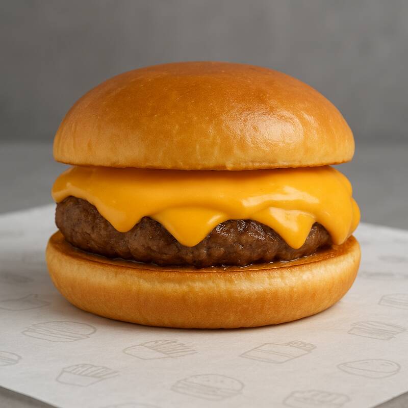 120g de blend artesanal com queijo cheddar fatiado, molho cheddar cremoso, tudo perfeitamente acomodado em um pão brioche macio.