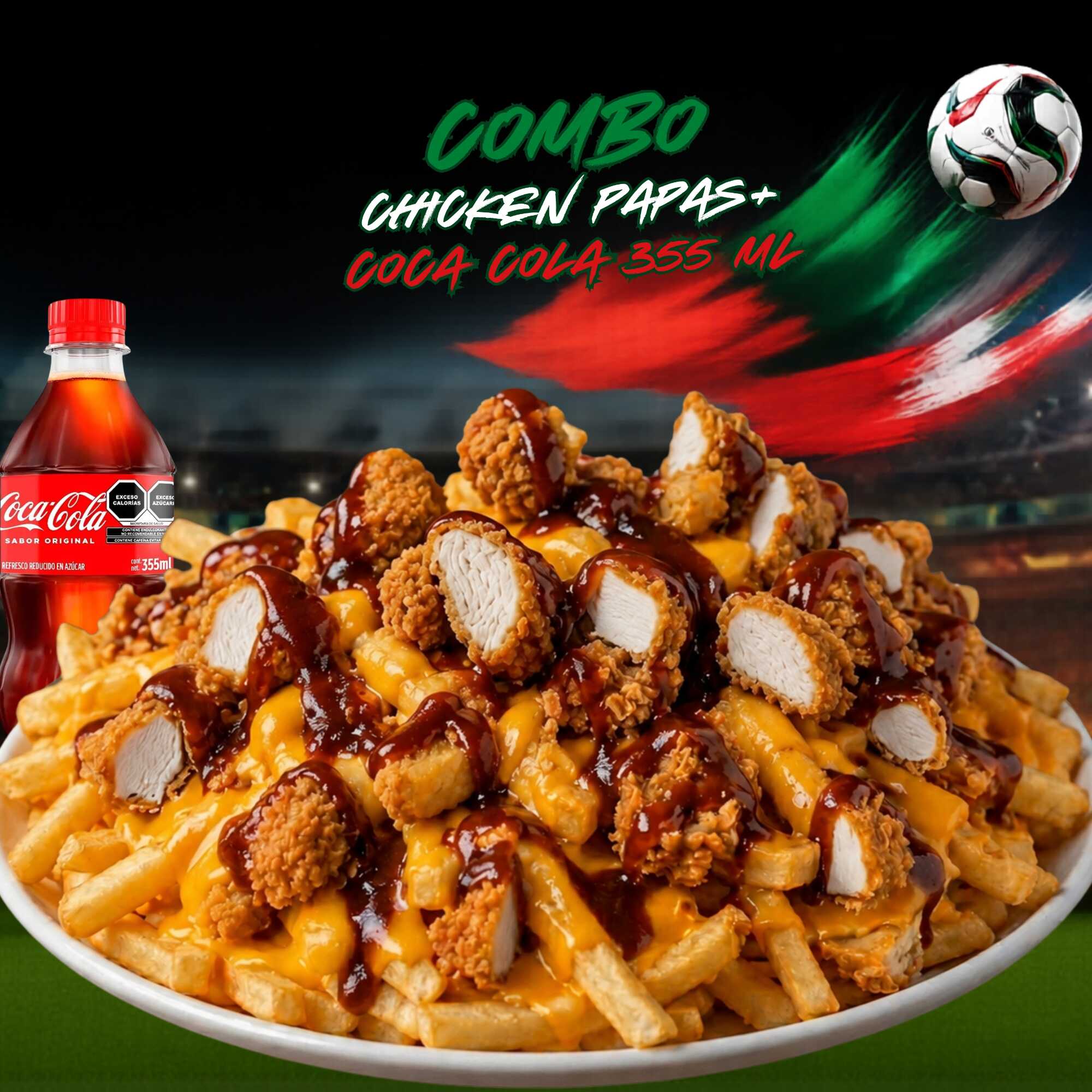 Chicken Papas +Coca Cola