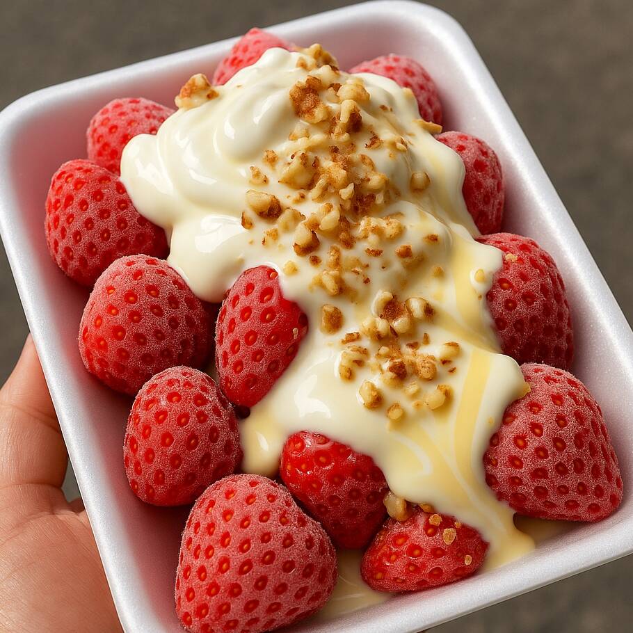 Fresas Congeladas con Crema, Lechera y Nuez