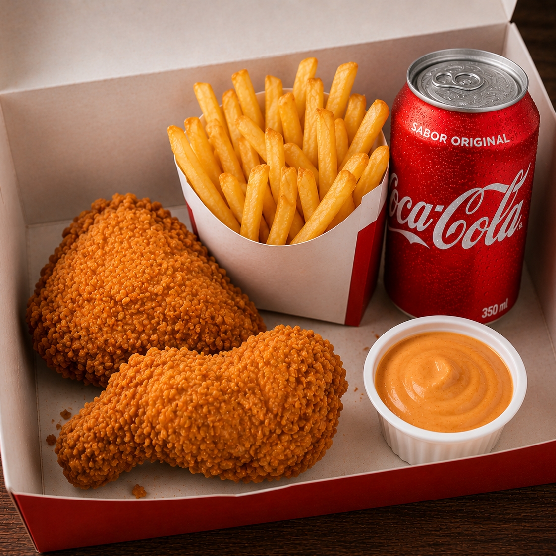 2 Peças de Frango + Batata Frita (Média) + 1 Refri Lata