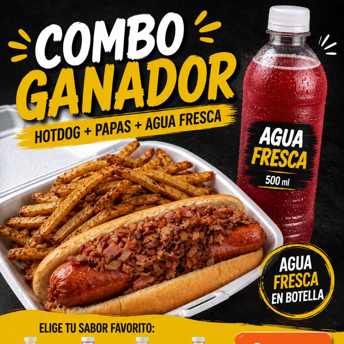 Combo Hotdog + Papas + Agua