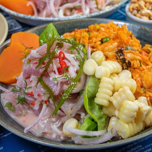 Duo(Ceviche Clásico y Arroz con Mariscos)+Refresco