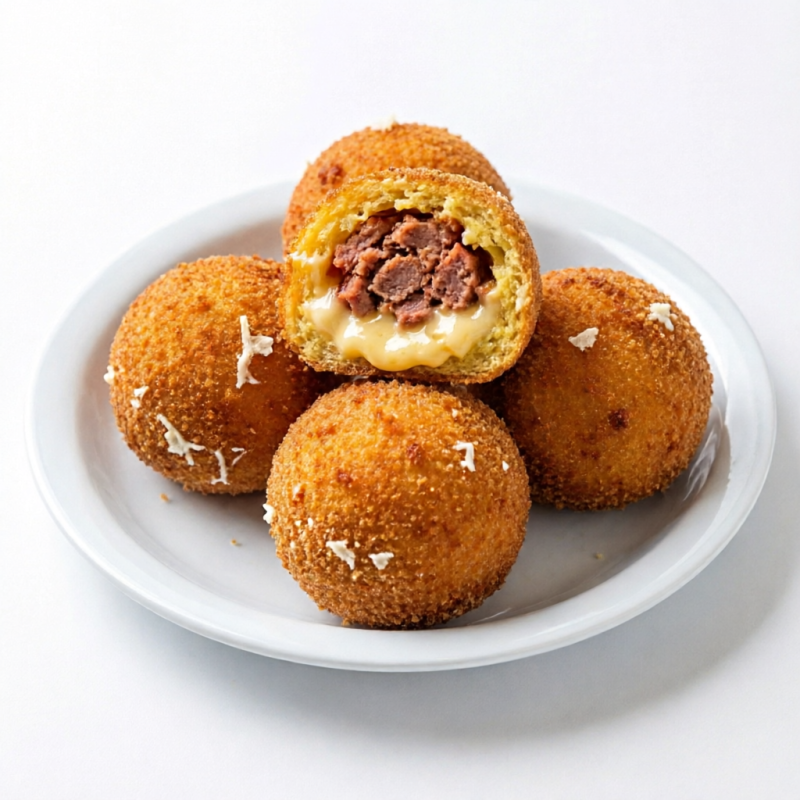 Bolinha saborosa com recheio de calabresa picante e queijo cremoso.