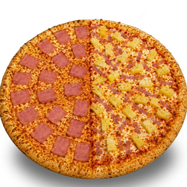 Pizza Mitad-Mitad Americana - Hawaiana