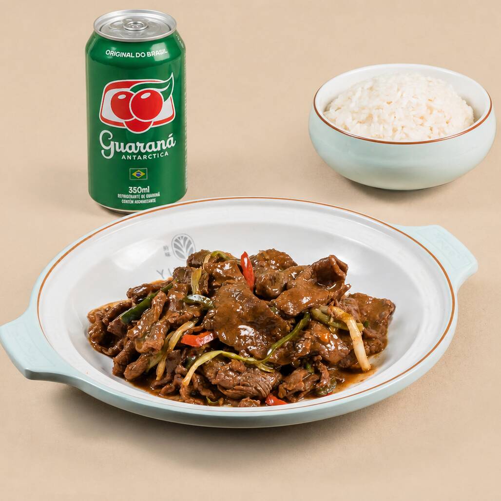 Mongolia Beef + 1 Acompanhamento + Bebida