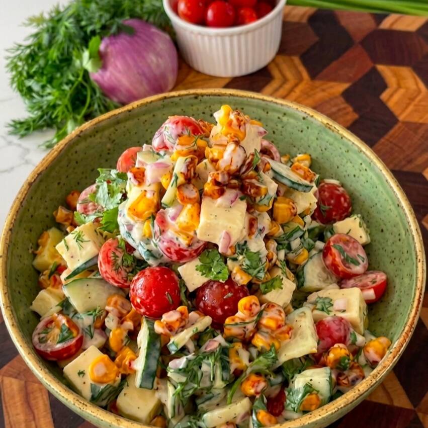 Ensalada vibrante de Maíz Crocrante con Queso