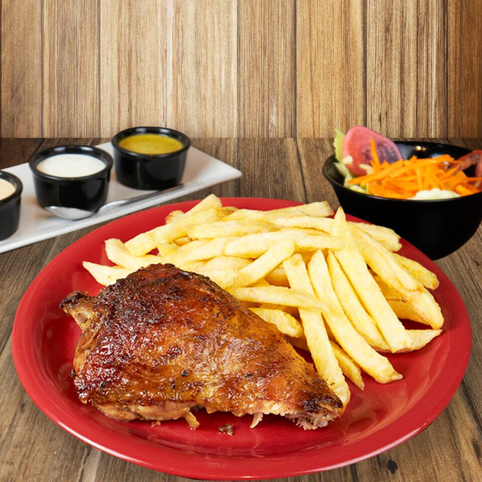 1/4 de pollo más papas