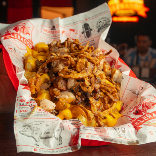 Papas Texas con Pork Belly