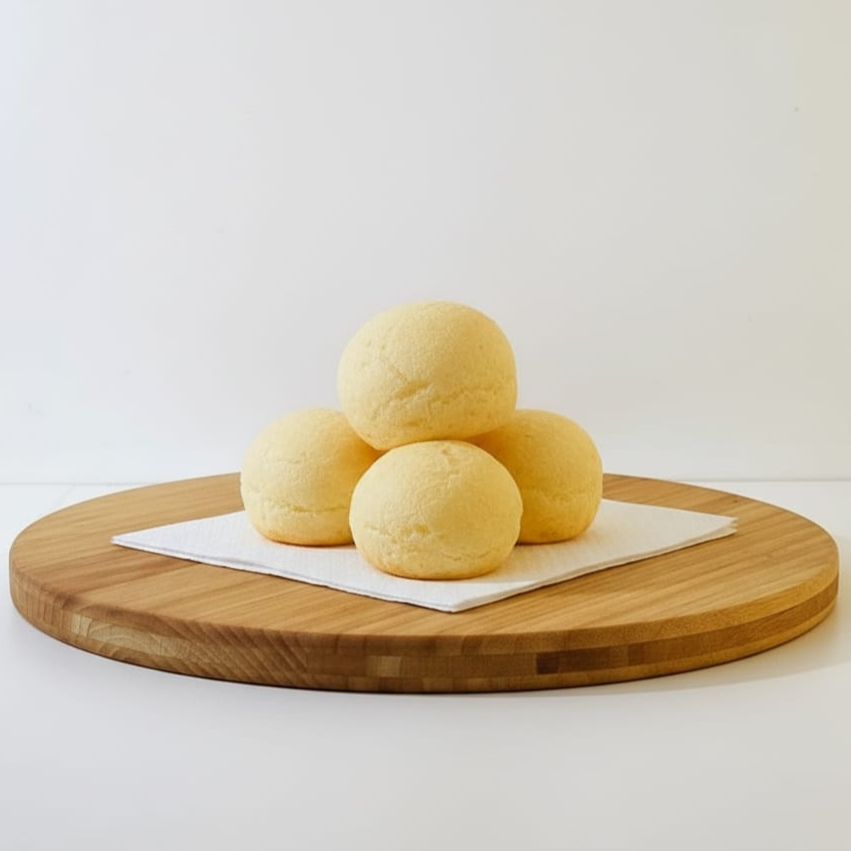 Pão de queijo da casa, assado na hora, macio por dentro e levemente crocante por fora. Feito com muito sabor para deixar seu café da manhã ou lanche ainda mais especial. Vendido por unidade.