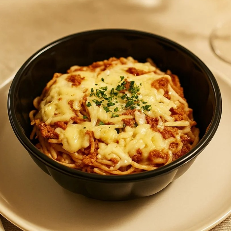 Macarrão espaguete envolvido em um saboroso molho bolonhesa preparado com carne moída e nosso molho de tomate artesanal, finalizado com queijo. Um clássico que nunca sai de moda.
Macarrão Espagueti 280g
Carne Moida 100g + Molho de Tomate e Queijo Mussarela
Peso aproximado do prato pronto: 550gr