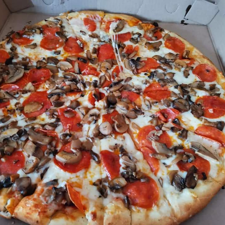pizza peperoni champiñon familiar 8 trozos