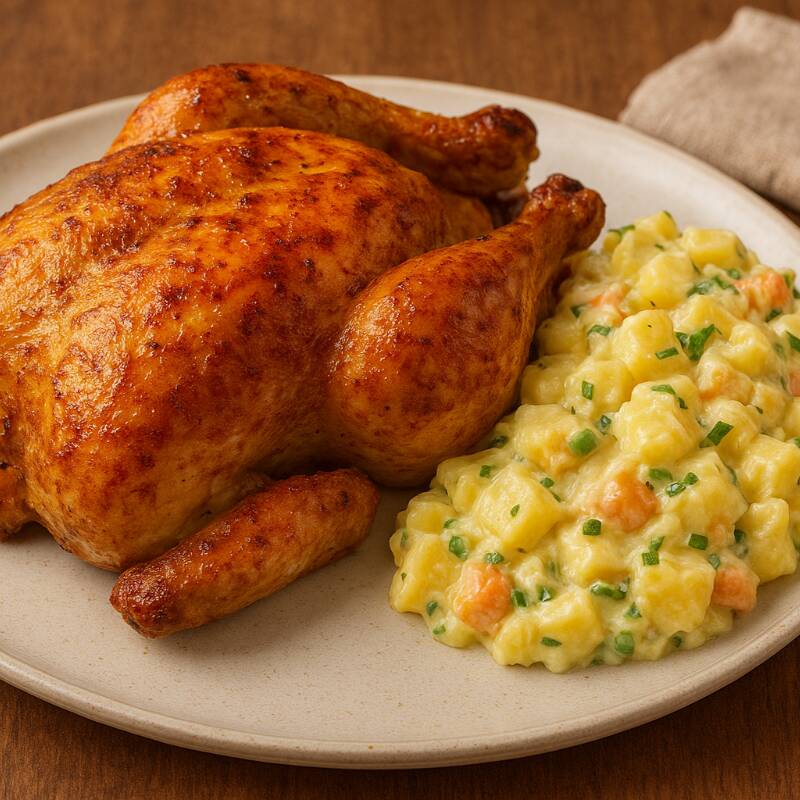 Delicioso Frango Assado, suculento com tempero especial da Nutri + Maionese de 400gr.