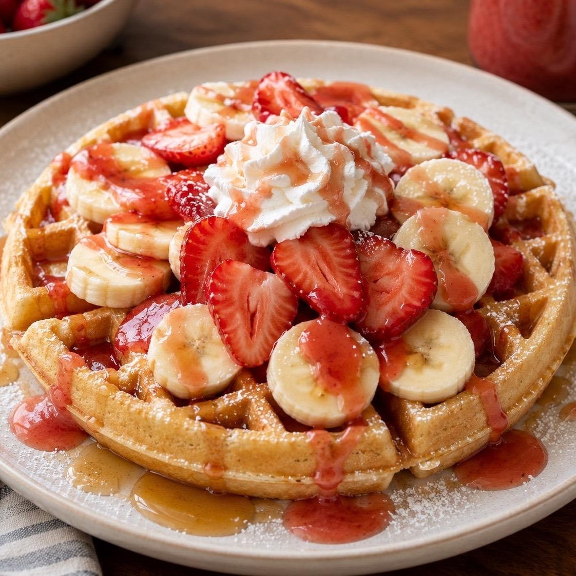 Waffle Platano-Fresa