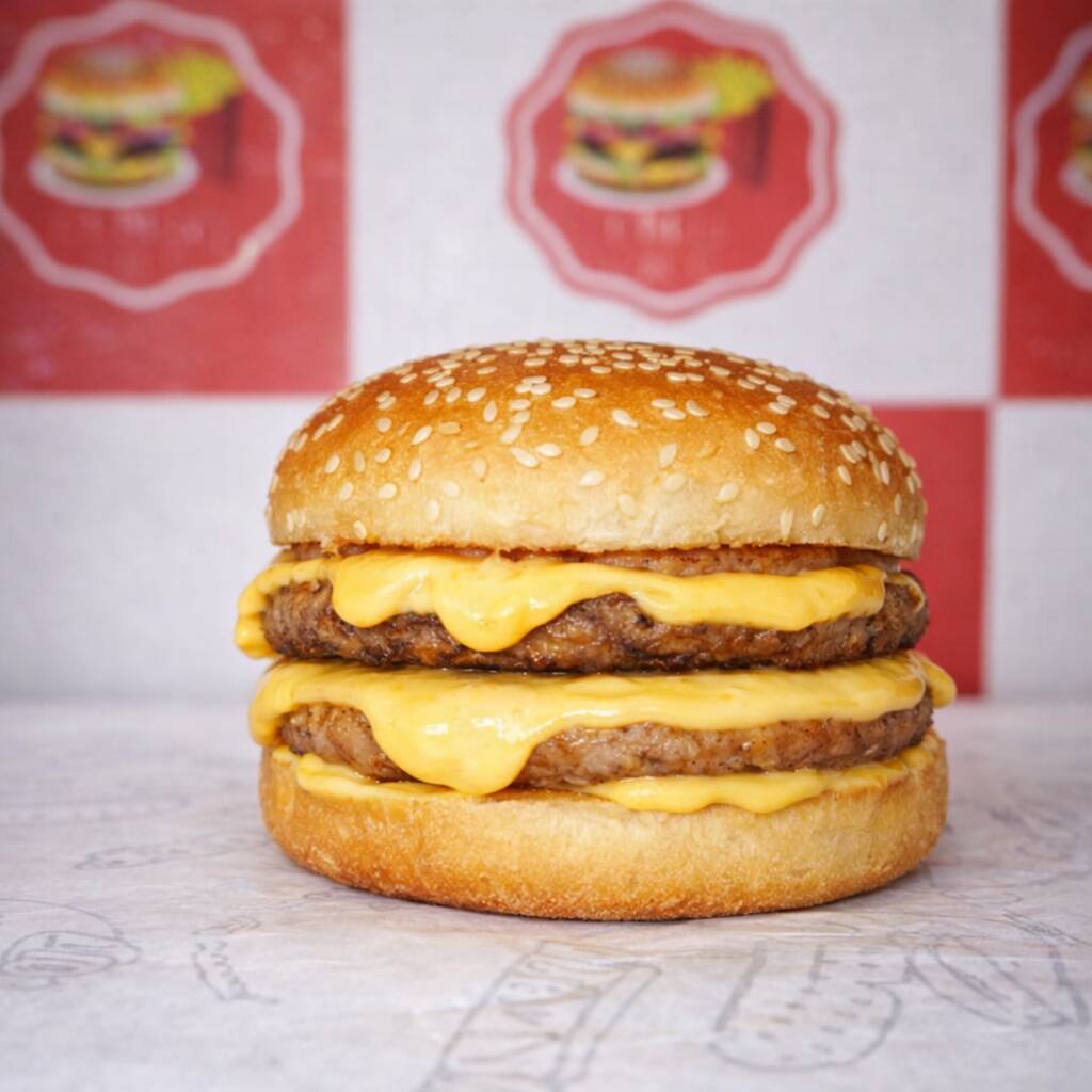 3 pão , 2 deliciosas carnes , 2 queijos , cheddar melt e bacon .