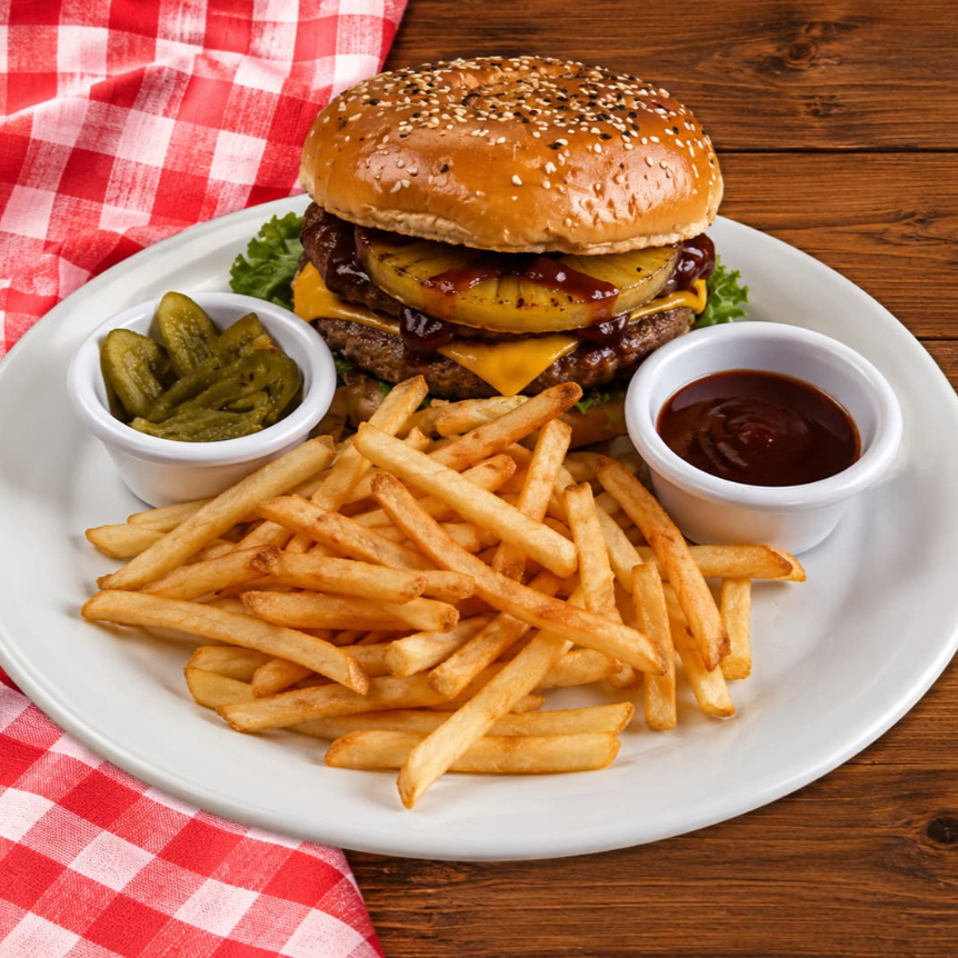 Hamburguesa Piña y BBQ