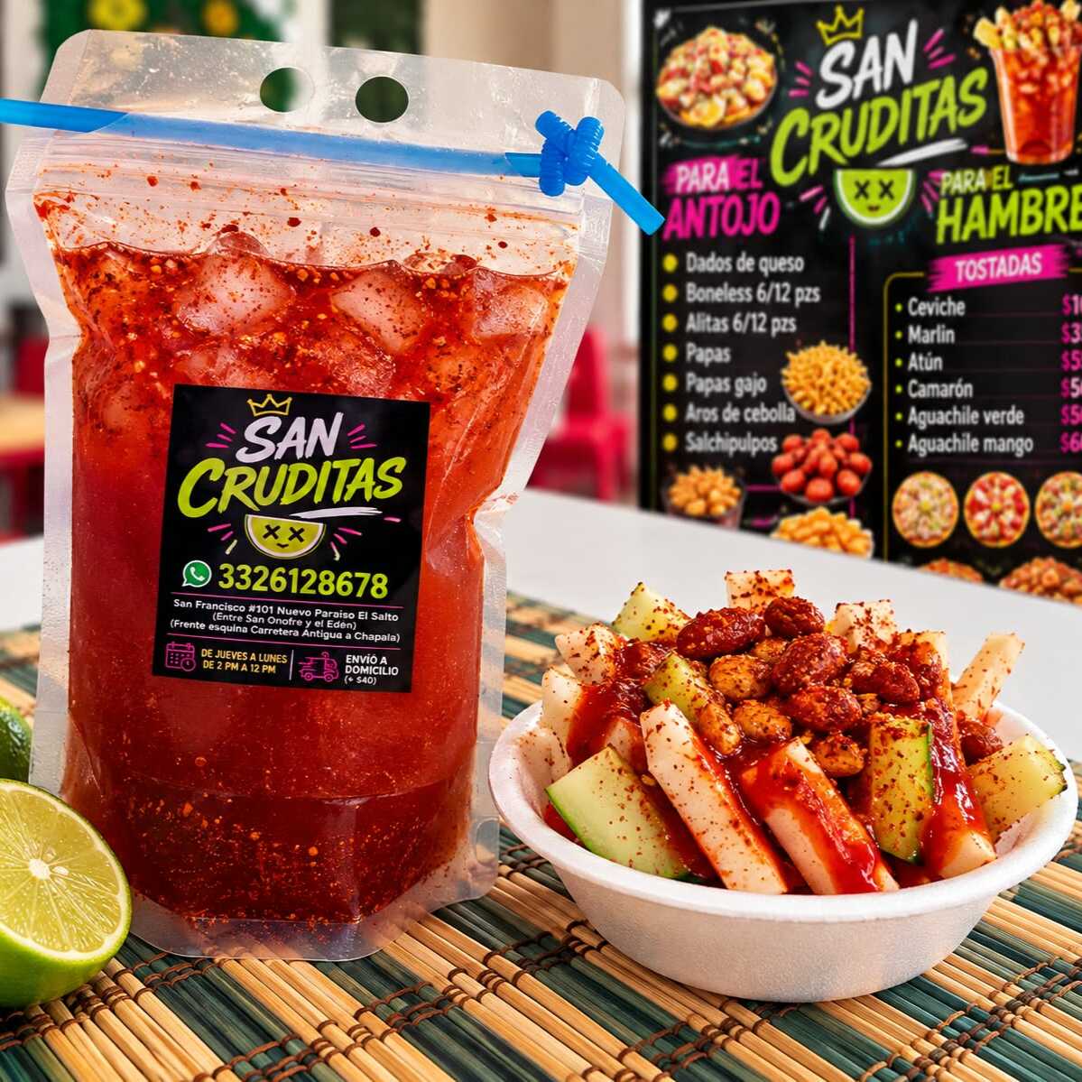 Michelada con botana de fruta