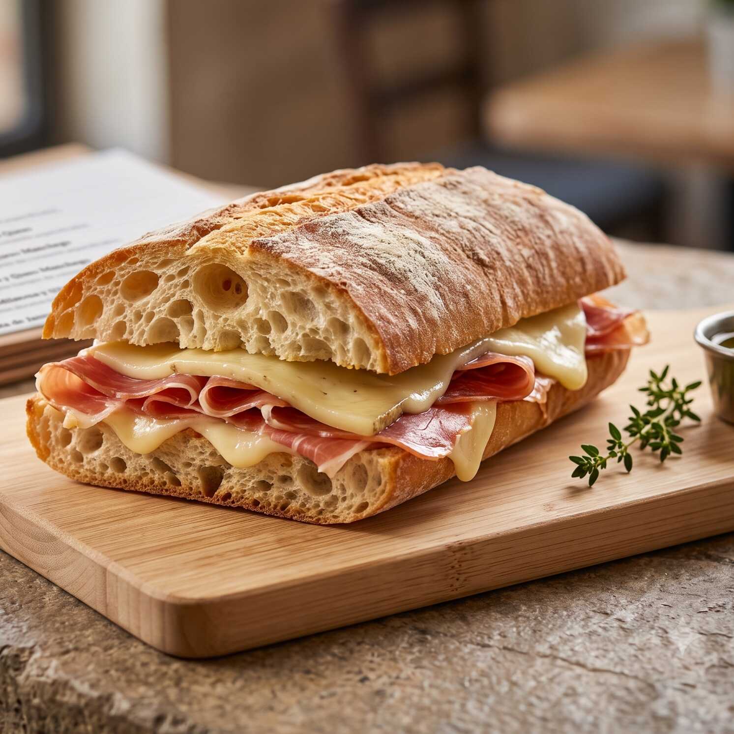 Chapata de Jamón y Queso Manchego