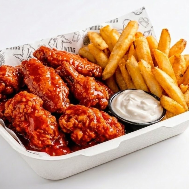 Alitas con Papas