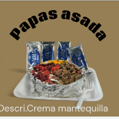 Papa Asada Mixta de Bistec y Trompo