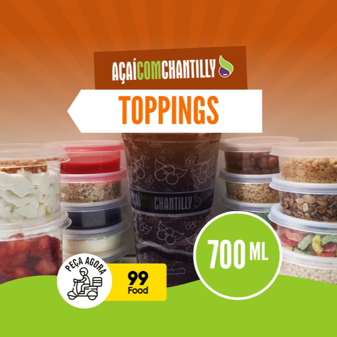 Seu açaí orgânico, batido com frutas de verdade, sem química, uma experiência incrível, apenas seu açaí no copo de 700ml com os toppings enviados em potes separados !