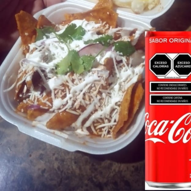 CHILAQUILES ROJOS CHICOS + COCA COLA 355ML