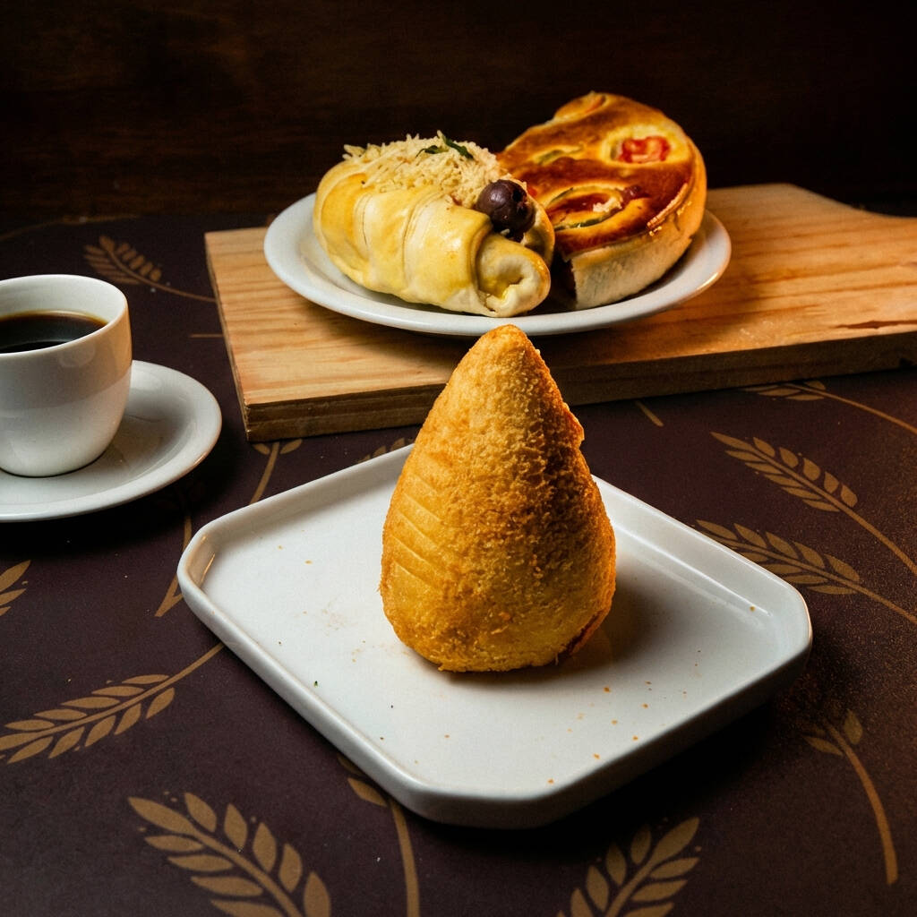 Um clássico brasileiro feito com capricho! Coxinha de frango frita, crocante por fora e super cremosa por dentro, recheada com frango temperado e muito sabor.